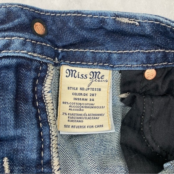 Miss Me Beaded Sequin Signature Boot Cut Dark Wash Denim Full Length Jeans 27 - Picture 5 of 5